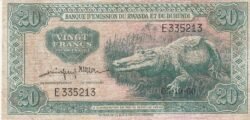 Ruanda-Burundi RWB-P-3, 20 Fcos., 5-10-1960, Nº.- E335213, XF++