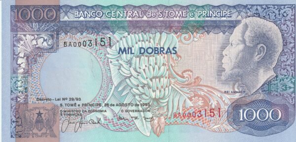 Santo Tomé & Principe STP-P-64, 1.000 Dobras, 26-8-1993, UNC