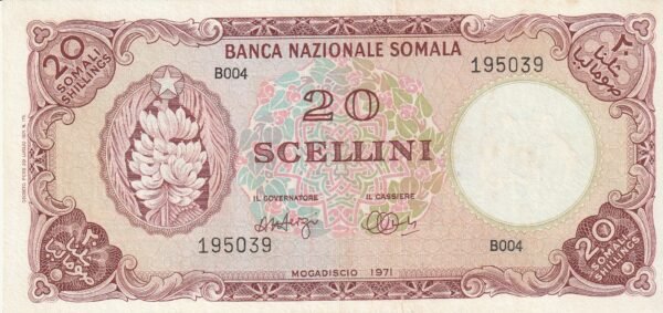 Somalia SML-P-15a, 20 Scellini, Nº.- 195039, XF/Stein