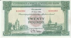 Escocia SCL-P-193b, 20 Pound,  1-7-1961, Nº.- D032382, XF