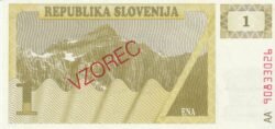 Eslovenia ESV-P-1a Spec, 1 Tolar, 1990, UNC