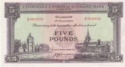Escocia SCL-P-192a, 5 Pound, 2-3-1953, Nº.- E001833, XF