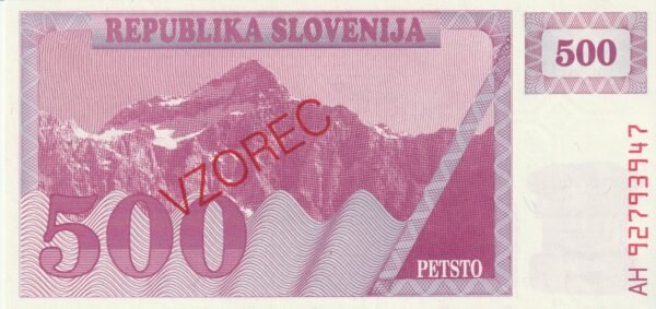 Eslovenia ESV-P-8b Spec, 500 Tolarjev, 1990, UNC