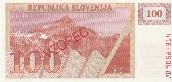 Eslovenia ESV-P-6a Spec, 100 Tolarjev, 1990, UNC