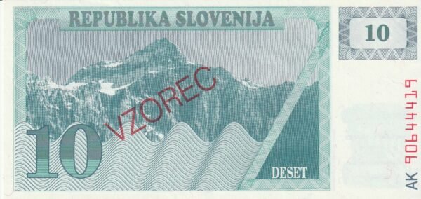 Eslovenia ESV-P-4a Spec, 10 Tolarjev, 1990, UNC