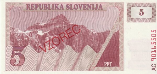 Eslovenia ESV-P-3a Spec, 5 Tolarjev, 1990, UNC