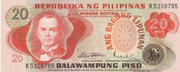 Filipinas, PHI-P-162a, 20 Piso, ND-1978, UNC