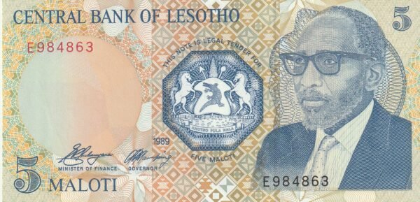 Lesotho LST-P-10a, 5 Maloti, 1989, UNC