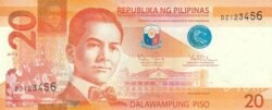 Filipinas, PHI-P-206a, 20 Piso, 2015A, UNC