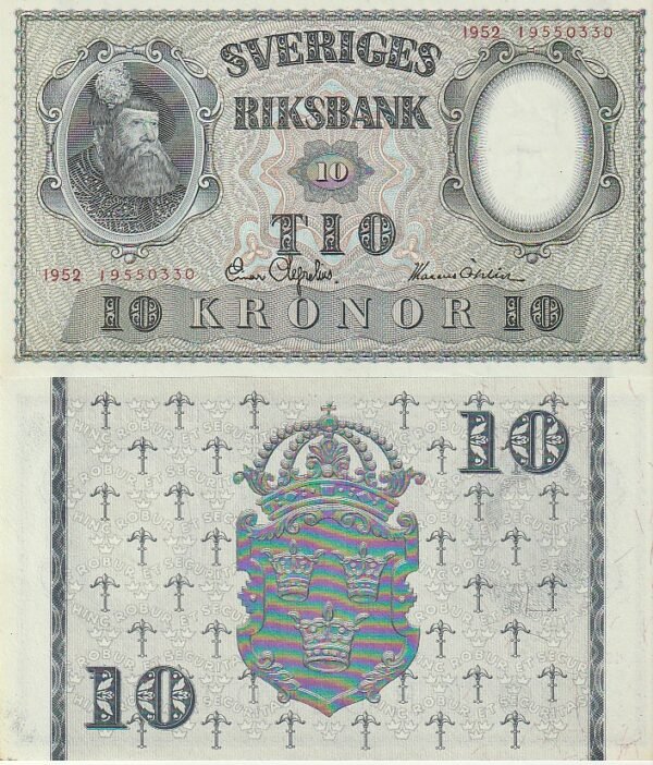 Suecia SWD-P-40m, 10 Kronor, 1952, UNC