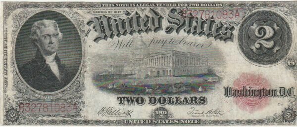 Estados Unidos USA-P-188, 2 $, Nº.- B32781083A, 1917, XF