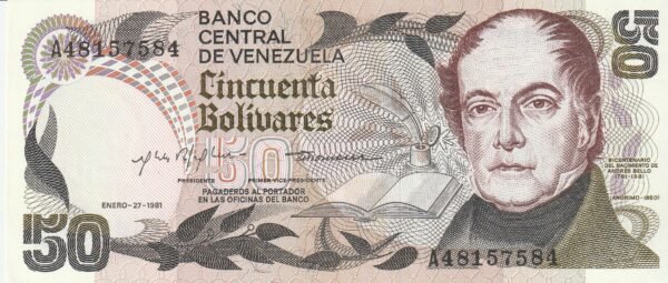 Venezuela VNZ-P-58a, 50 Bolívares, 27-1-1981, UNC