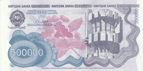 Yugoslavia YGL-P-98, 500.000 Dinara, Agosto-1989, UNC