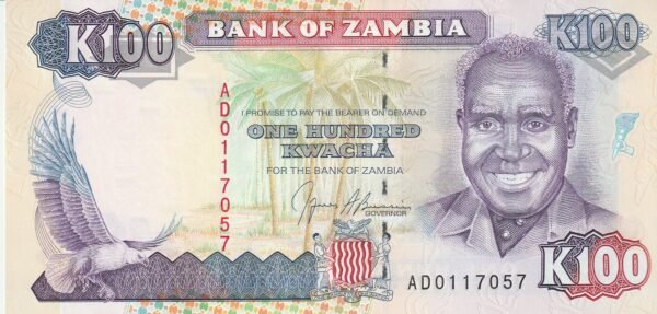 Zambia ZMB-P-34a, 100 Kwacha, ND-1991, UNC