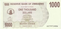 Zimbabwe ZBW-P-44, 1.000 $, 1-8-2006, UNC