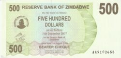 Zimbabwe ZBW-P-43, 500 $, 1-8-2006, UNC