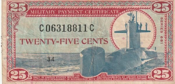 Estados Unidos USA-P-M77, 25 Ctmos., Nº.- C06318811C, Serie 681, Look Scand, XF-