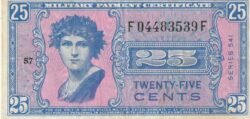 Estados Unidos USA-P-M38, 25 Ctmos., Nº.- F04483539F, Serie 541, Look Scand, XF+