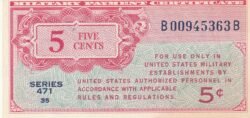 Estados Unidos USA-P-M8, 5 Ctmos., ND-1947, Serie 471/35, Look Scand, UNC