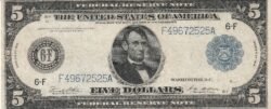 Estados Unidos USA-P-359, 5 $, Nº.- F49672525A, 1914, Look Scand, XF