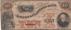 Estados Unidos USA-P-State Of North Carolina, Miners & Planters Bank, 10$, 1860, Nº.- 2686, Look Scand, F+