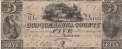 Estados Unidos USA-P-The Bank Susquehanna County, 5 $, 1845, Uniface, Look Scand, Veri Fine