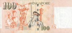 Singapur SGP-P-50, 100 $, 2009/20, Tres *** reverso esq. inferior izq., UNC