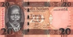 Sudán del Sur SSU-P-13a, 20 Pounds, 2015, UNC