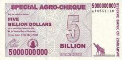 Zimbabwe ZBW-P-61, 5 Billones $, 2008, UNC