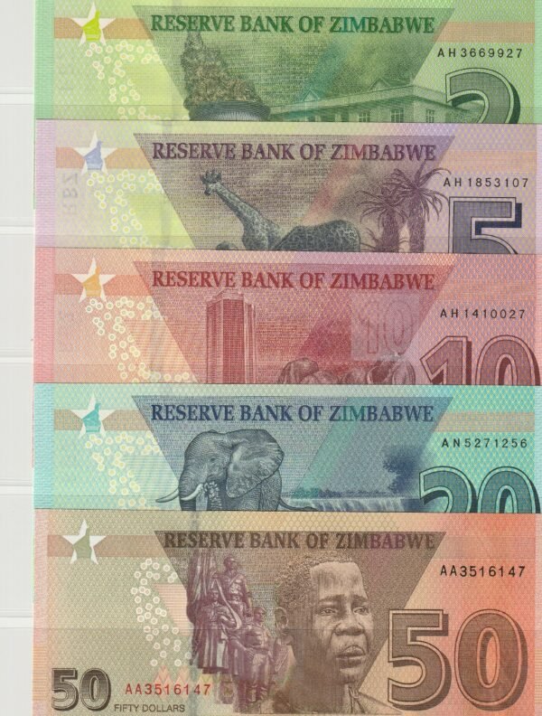 Zimbabwe ZBW-P-New, Set 5 Valores, 2/5/10/20/50 $, 2019/20, UNC