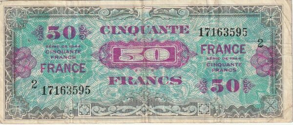 Francia FRA-P-122b, 50 Fcos., 1944, Fuerzas aliadas, Fine+