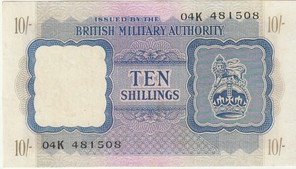 Inglaterra GBT-P-M5, 10 Shillings, Nº.-04K-481508, 1943, XF++