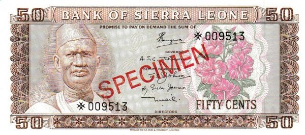 Sierra Leona SLN-P-4b Specimen, 50 Ctmos., 1-Enero-1978, UNC