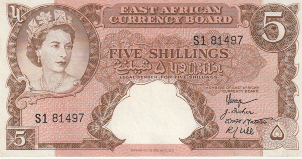 Africa del Este EAS-P-37, 5 Shillings, ND-1958/60, Nº.-S1-81498, XF