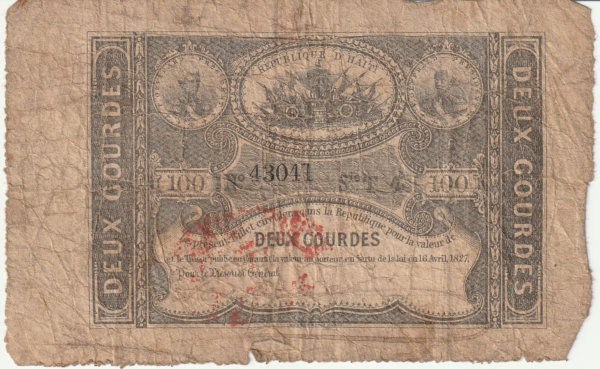 Haiti HAI-P-42, 2 Goudes, 1859/67, Nº 43041, Look Scans, Fine