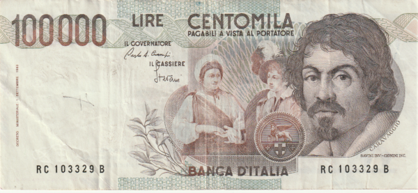 Italia ITA-P-110a, 100.000 Lire, 1983, Look Scans, Grafity, Caravaggio, VF