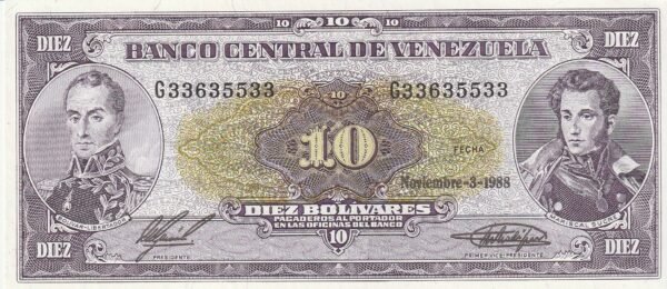 Venezuela VNZ-P-62, 10 Bolívares, 3-Noviembre-1998, UNC