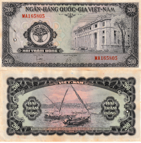 Vietnam del Sur VTN-P-9, 200Döng, ND-1955/58, Look Scans, Staples Sign, XF