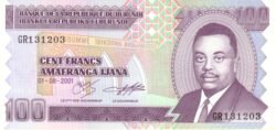 Burundi BRD-P-37c, 100 Fcos., 1-Agosto-2001, UNC