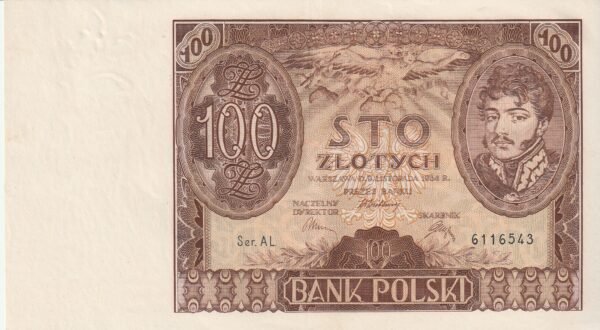 Polonia POL-P-75, 100 Zloty, Nº.- 6116543, 1934, Look Scand, VF+