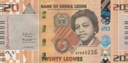 Sierra Leona SLN-P-W38, 20 leone, 2022, Constance Cummings-John, Híbrido, UNC