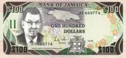 Jamaica JAM-P-74(87), 100 $, 1-Sept.-1987, Sr. Donald Sangster, UNC