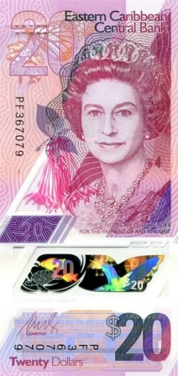 Estados Caribe ECS-P-W58, 20$, ND-2019, Polímero, UNC