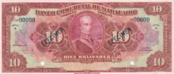 Venezuela VNZ-P-S181, 10 bolívares, Specimen, 1933/34, Look Scand, UNC