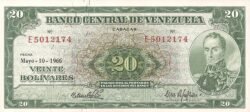 Venezuela VNZ-P-43e, 20 Bolívares, 10-Mayo-1966, UNC