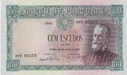 Portugal PTG-P-159(2), 100 Escudos, 25-Junio-1957,Nº.-FFT-05273, Look Scands, XF