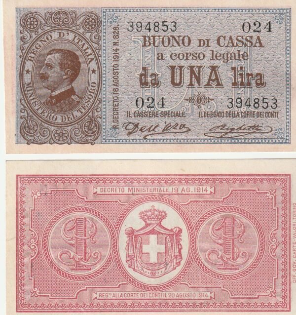 Italia ITA-P-36a, 1 Lira, 1914, XF