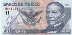 México MEX-P-106d(CG), 20 Pesos, 23-Abril-1999, Benito Juárez, UNC