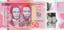 Jamaica JAM-P-W96, 50$, 2023, 60 Aniv. Independencia, Polímero, UNC