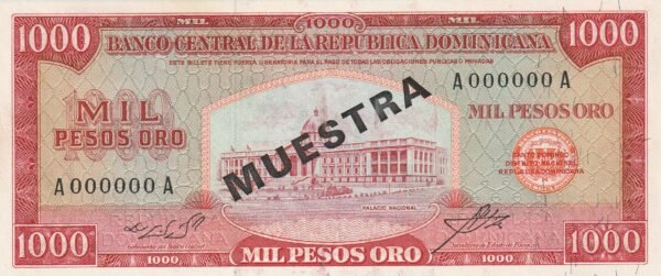 Dominicana Rep. DOM-P-106 S(1), 1.000 Pesos de Oro, 1965, Look Scand, UNC-